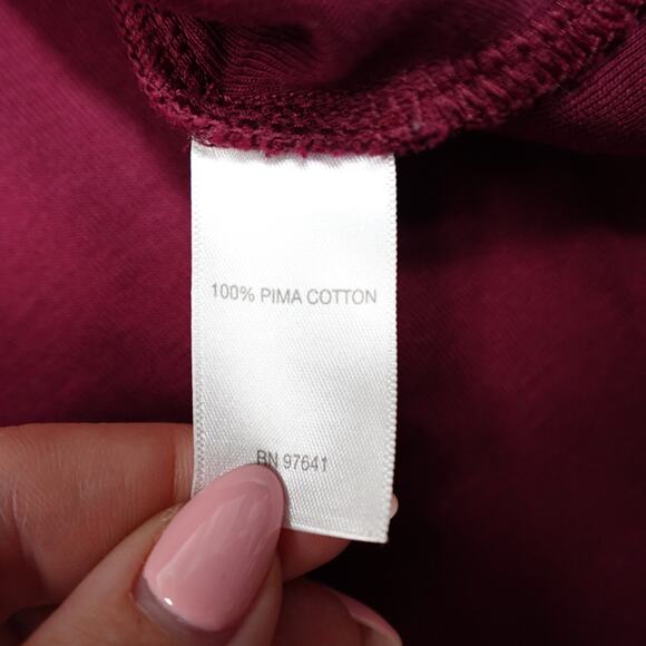 J. Jill Top Womens 4X Perfect Pima High Low Long Sleeve Tee Crew Neck Burgundy - Picture 3 of 9